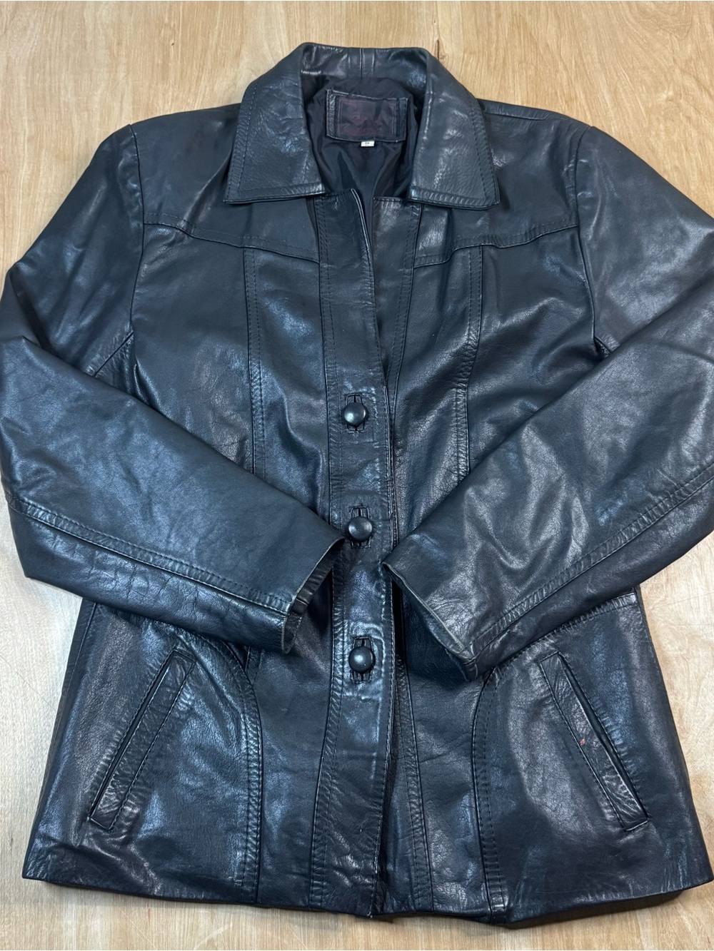 Cris-Alex Women’s Black Button Front Lined Mid-Length Long Sleeve Jacket Size M